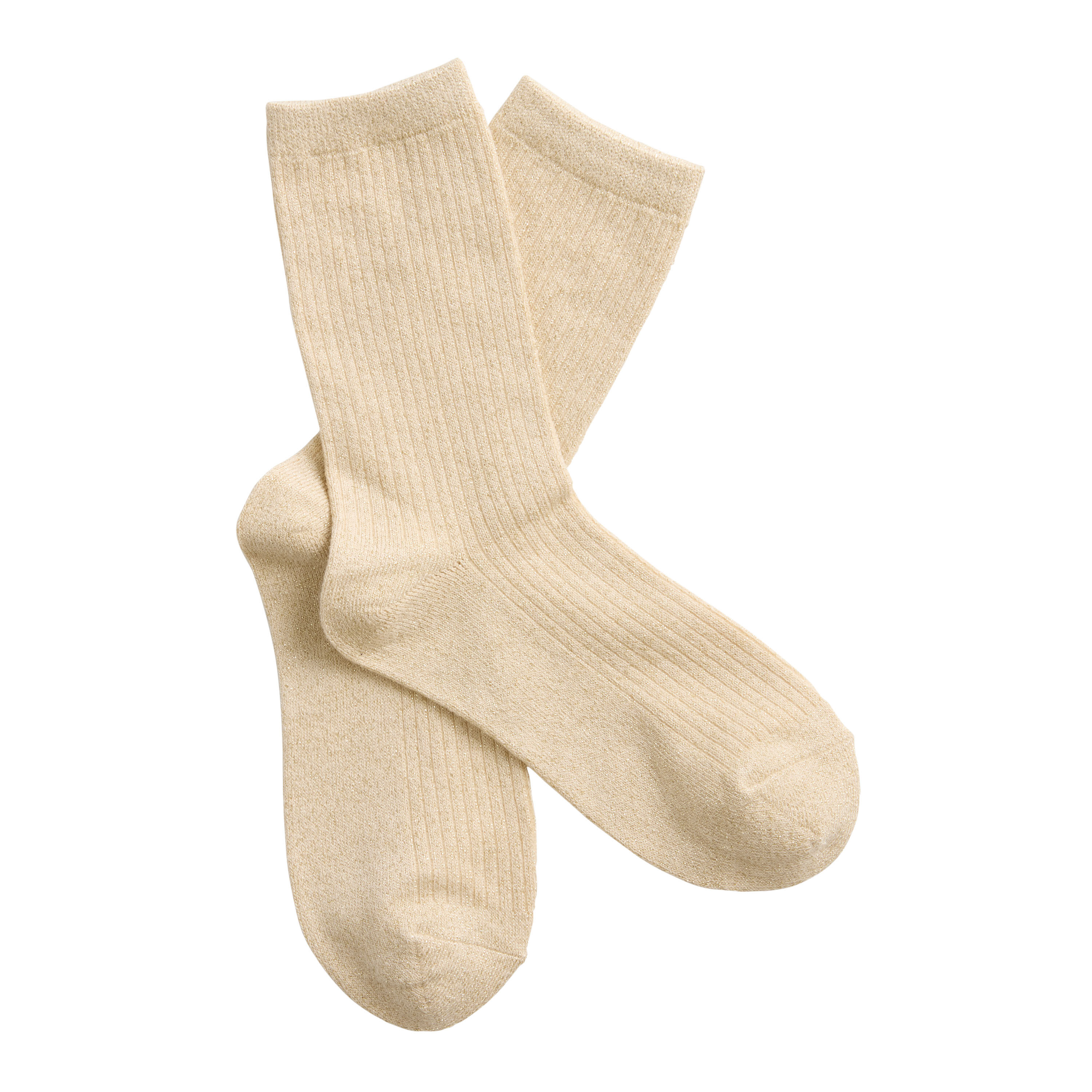 Ivory Lurex Knit Ribbed Socks image number 0