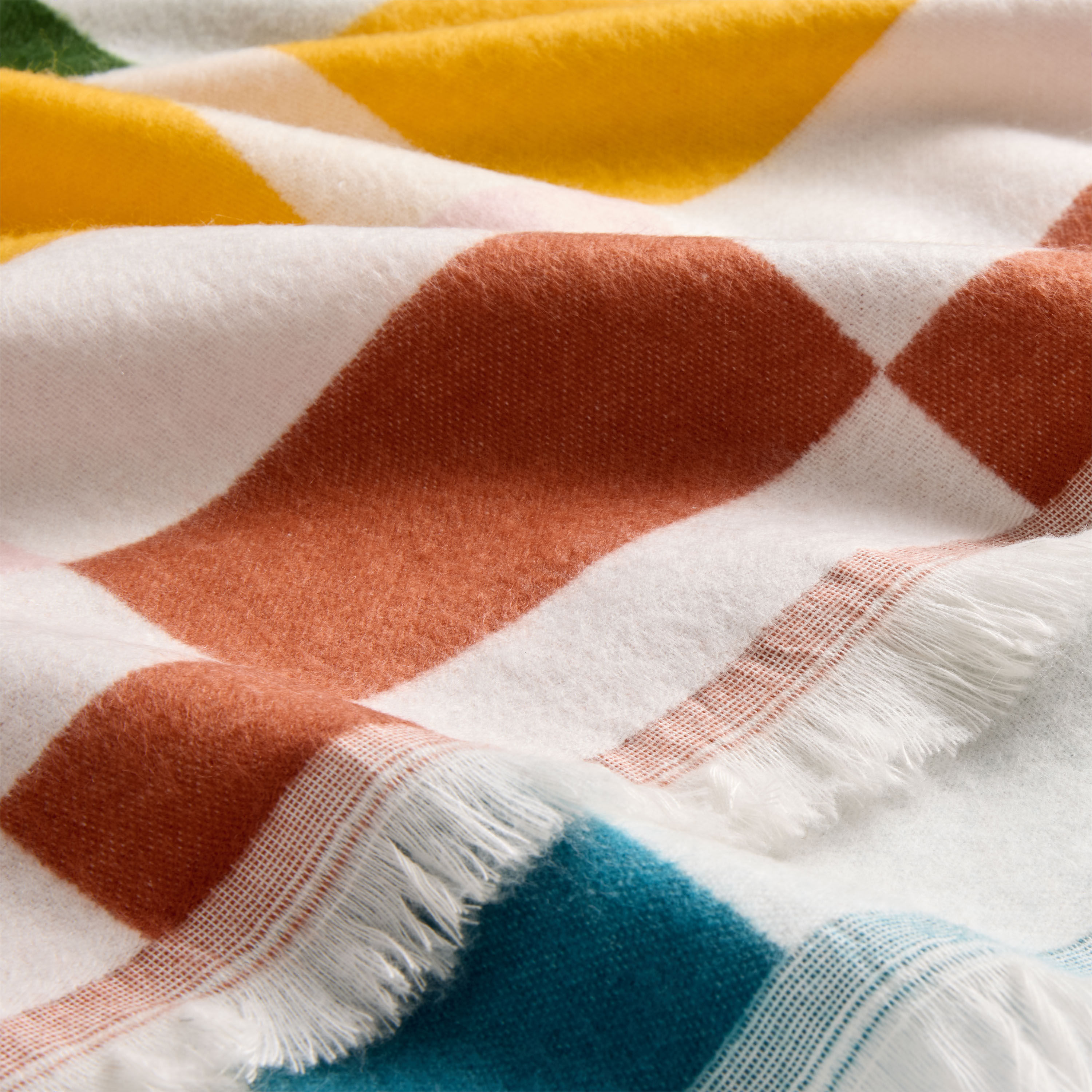 Multicolor Retro Print Jacquard Throw Blanket image number 2