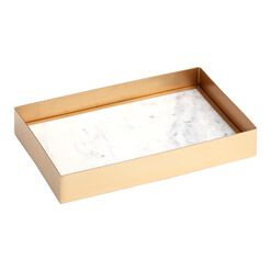 Maxwell Marble And Gold Metal Desk Tray