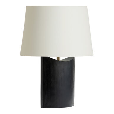 Cerro Black Wood Block Curved Column Table Lamp Base Cerro Black Wood Block Curved Column Table Lamp Base