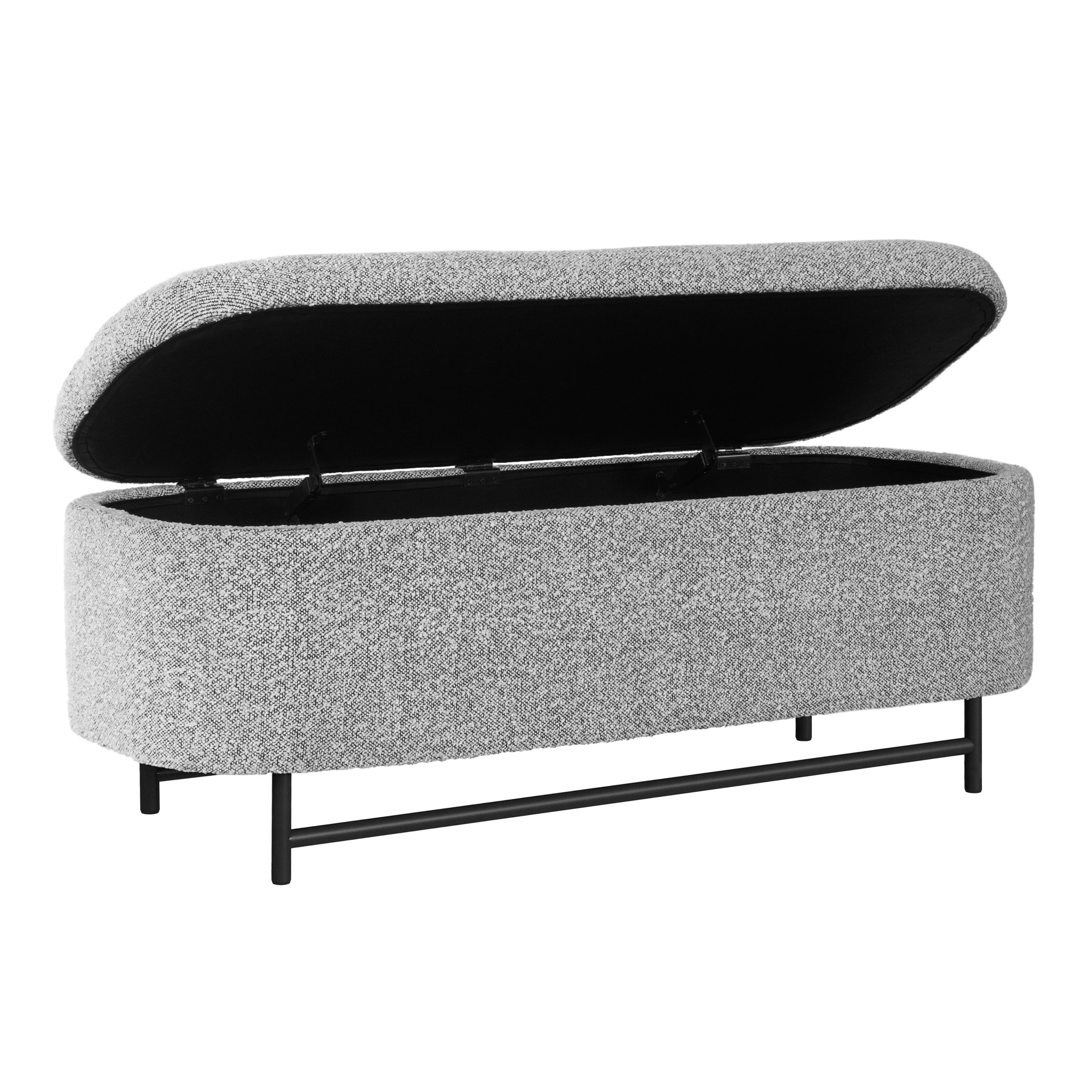 Reardon Black Metal Upholstered Storage Bench image number 3