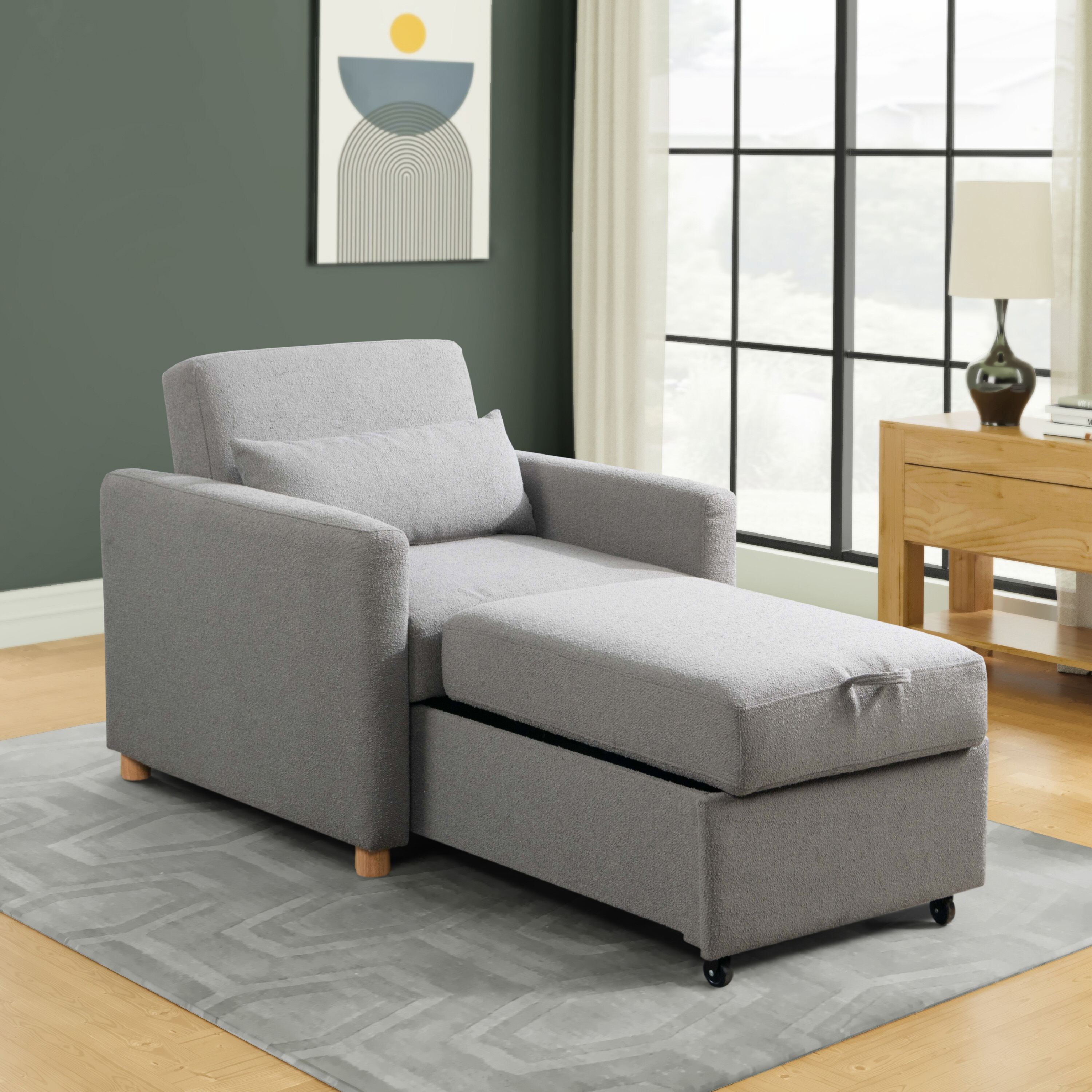 Dunstan Upholstered Convertible Sleeper Chair image number 1