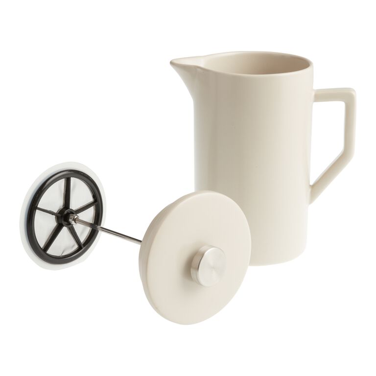 Stone Gray Ceramic and Brushed Silver French Press - World Market