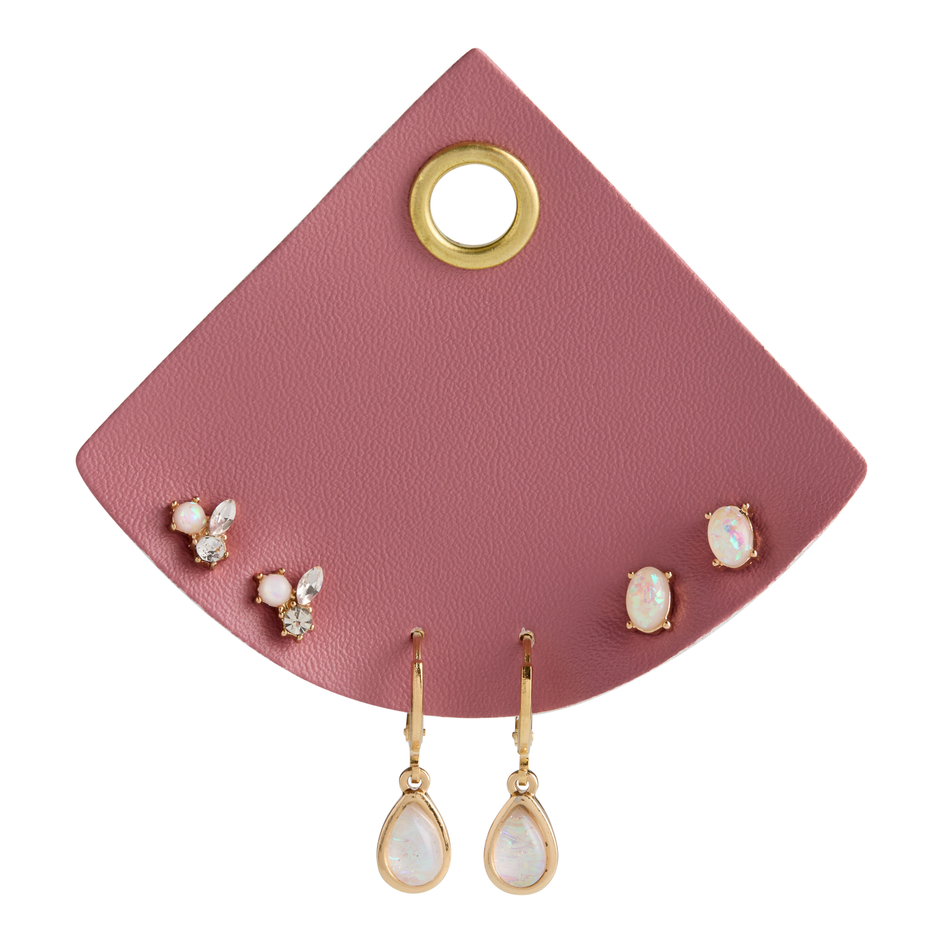 Gold and Faux Opal Earrings 3 Pack World Market