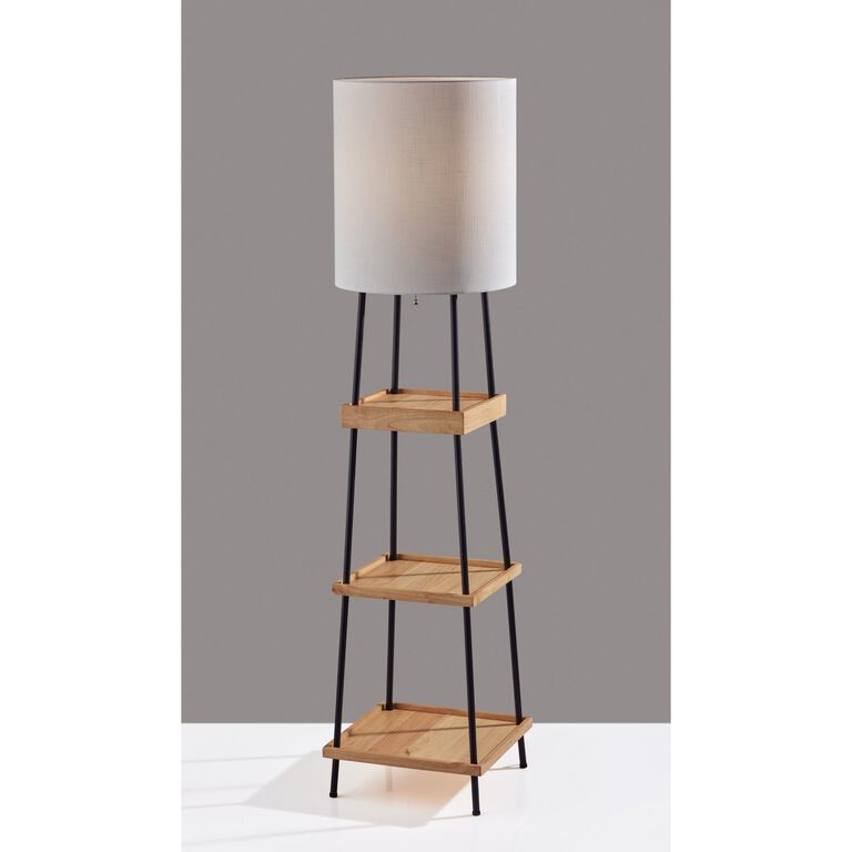 Rowland Floor Lamp With Shelves, USB and Charging Pad image number 2