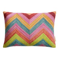 Multicolor Woven Chevron Indoor Outdoor Lumbar Pillow