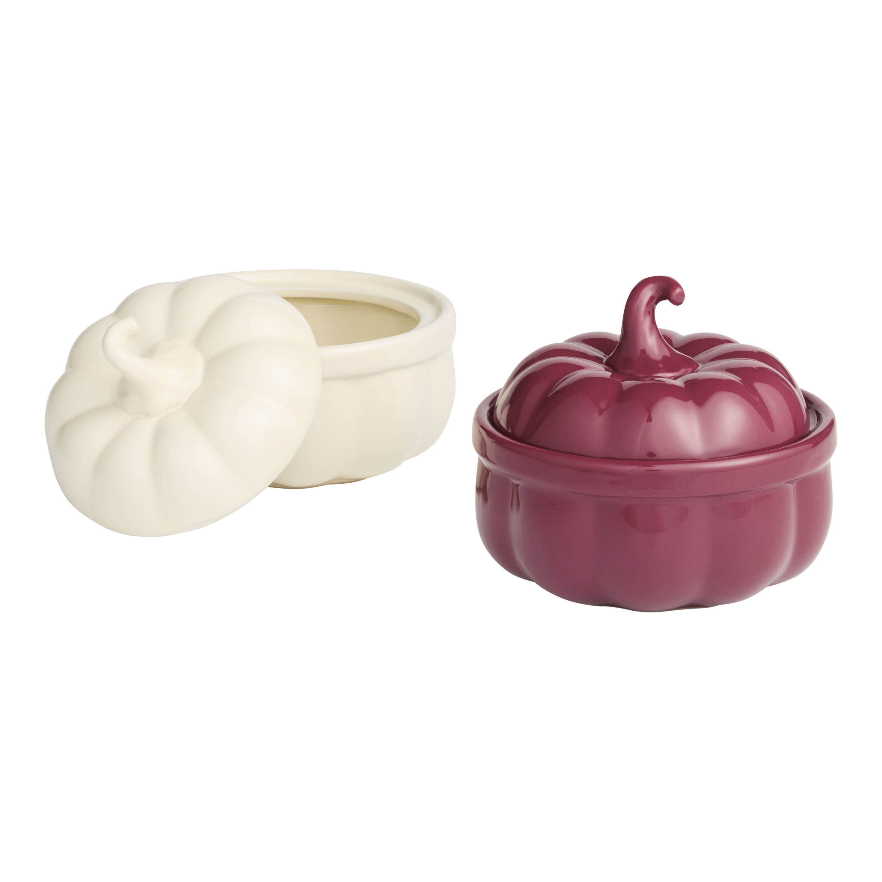 Mini Pumpkin Hand Painted Figural Baking Dish with Lid image number 0