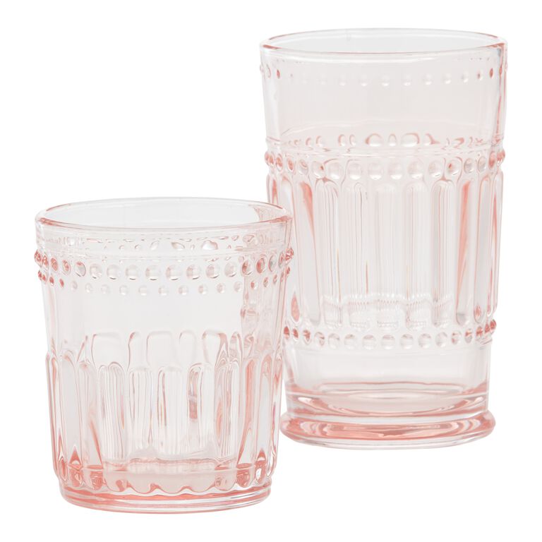 Blush Pink Pressed Bar Glasses Set of 2 by World Market