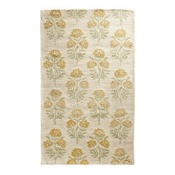Tula Ochre and Green Floral Hand Tufted Wool Area Rug