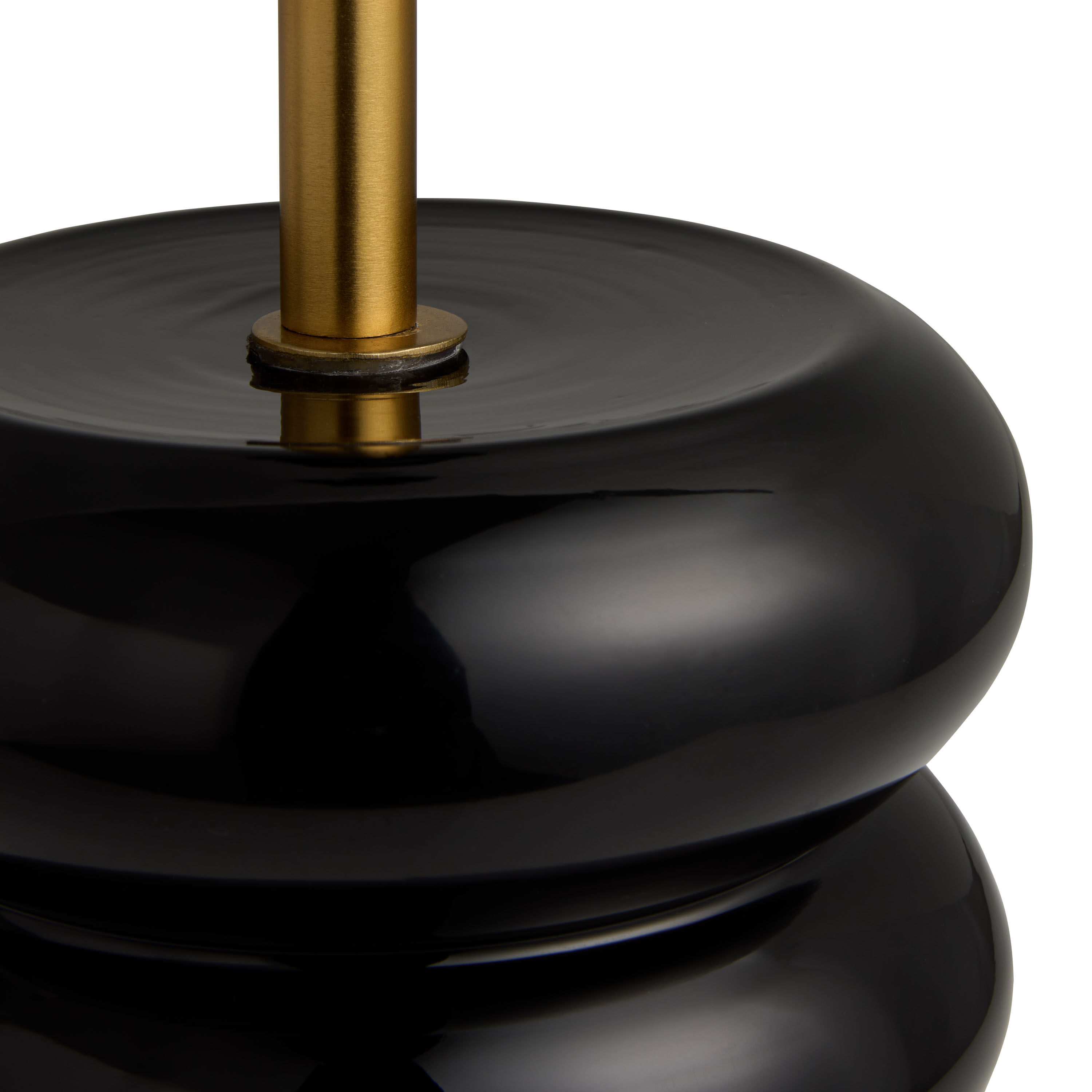Round Black Blown Glass Wavy Stacked Column Table Lamp Base image number 2