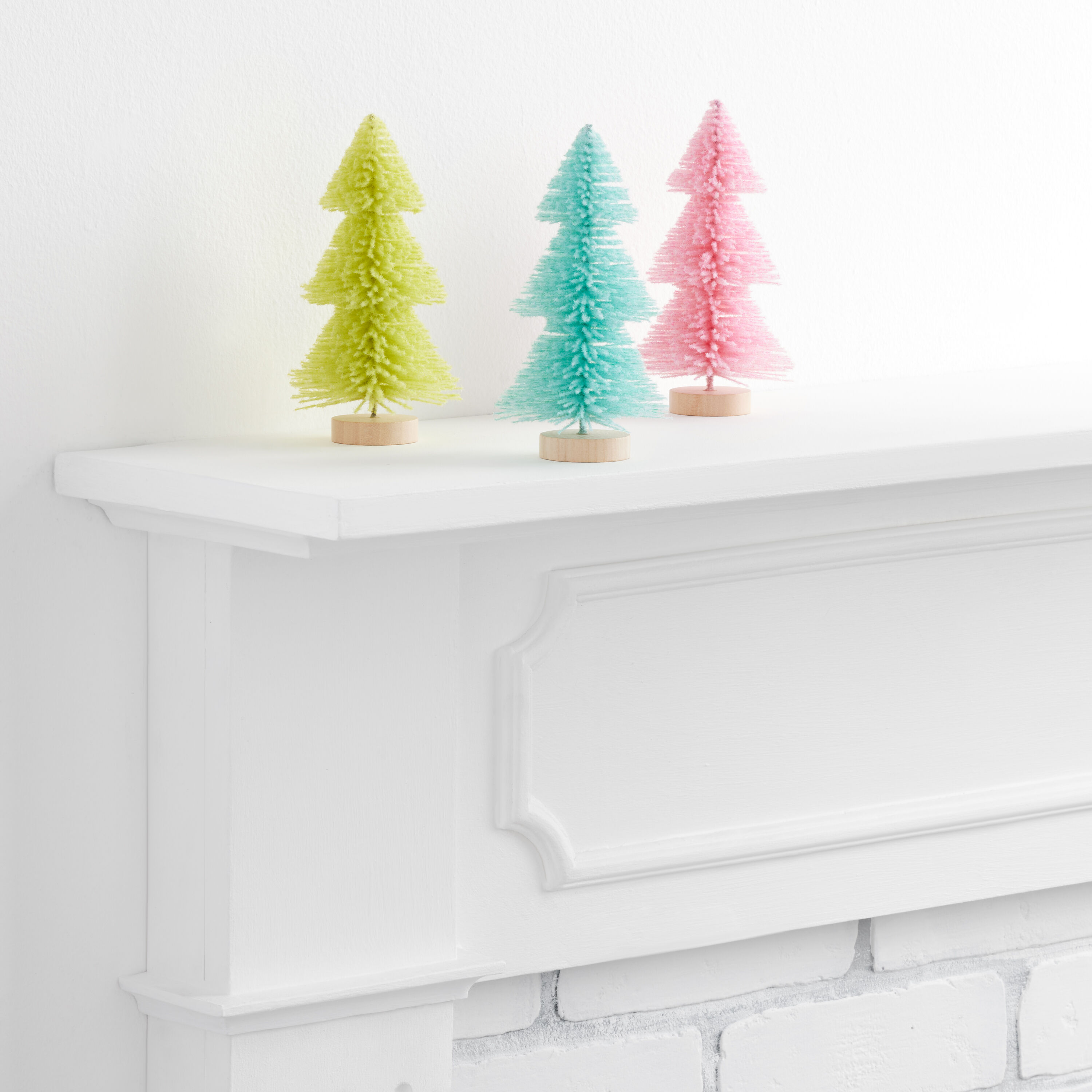 Flocked Bottlebrush Tabletop Tree Decor 3 Pack image number 0