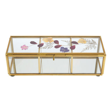 Glass and Gold Metal Pressed Flower Tea Storage Box Glass and Gold Metal Pressed Flower Tea Storage Box