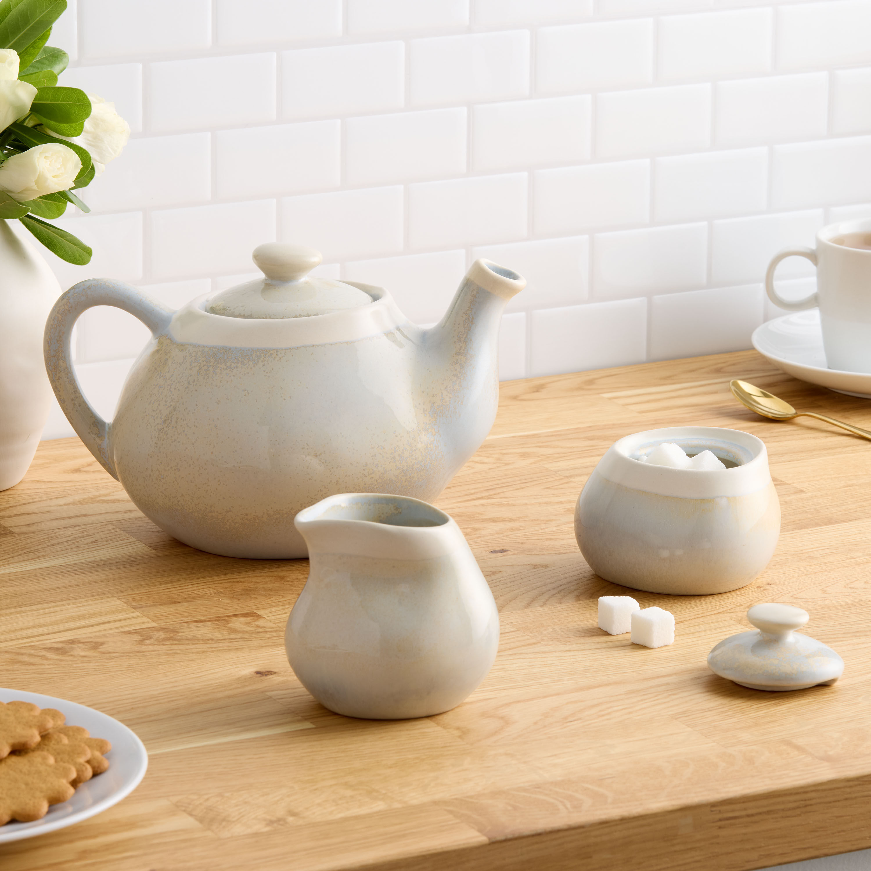 Lagos Blue Gray Reactive Glaze Ceramic Serveware Collection image number 0