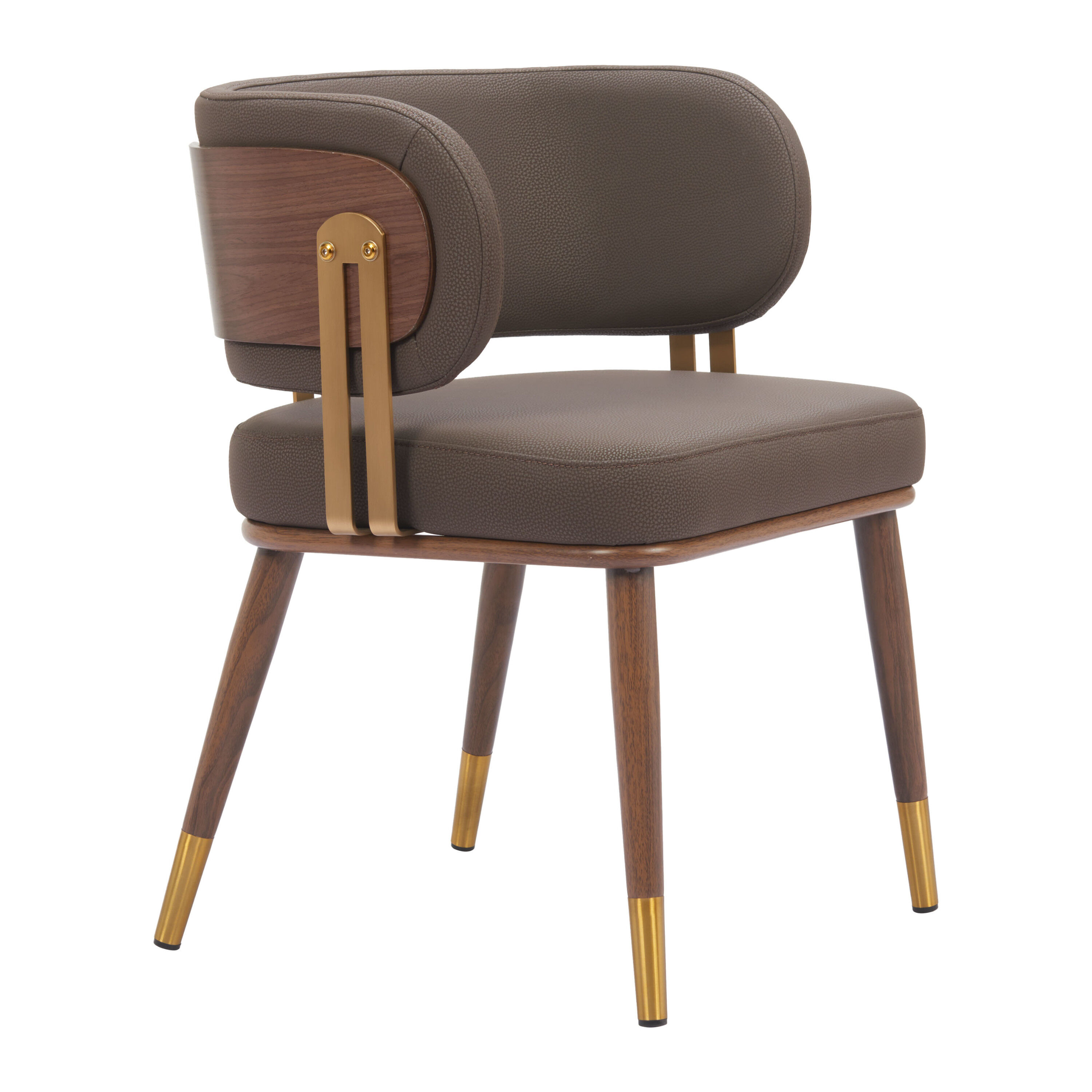 Rialto Walnut Metal and Faux Leather Upholstered Dining Chair