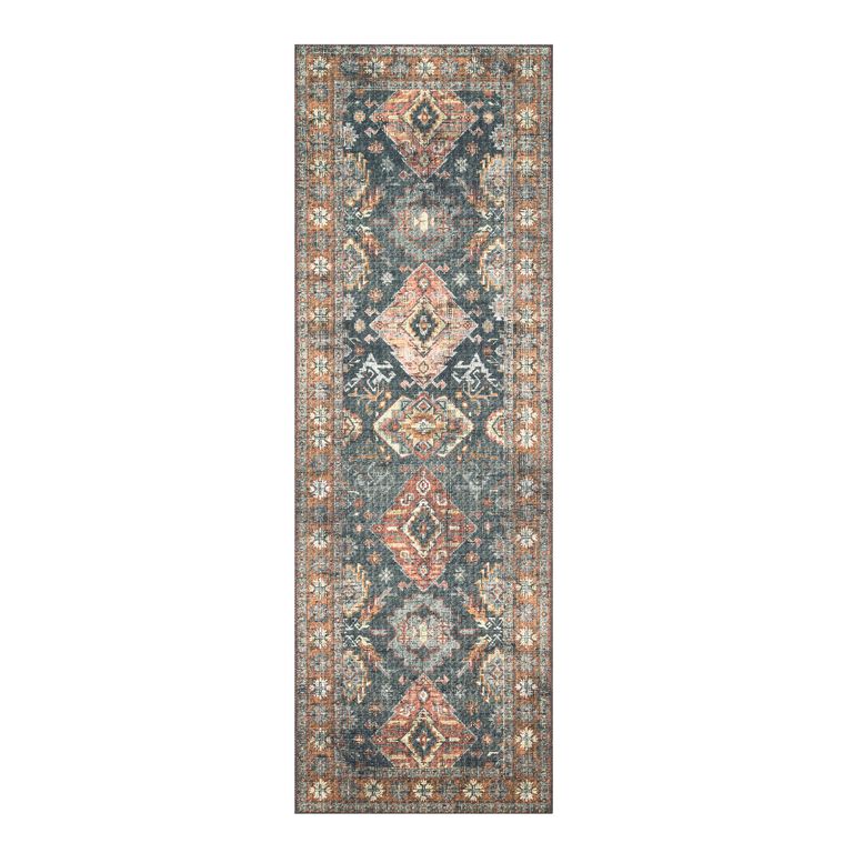 Syros Sea Green and Rust Persian Style Floor Runner image number 1