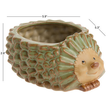 Green Ceramic Hedgehog Planter Green Ceramic Hedgehog Planter