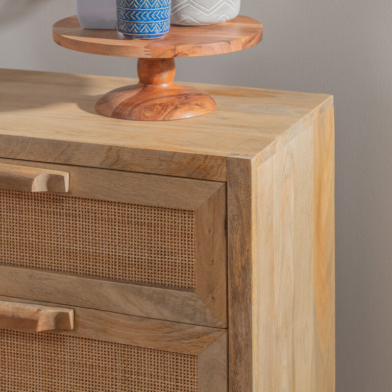 Cresset Wood and Rattan Cane 3 Drawer Storage Cabinet image number 6