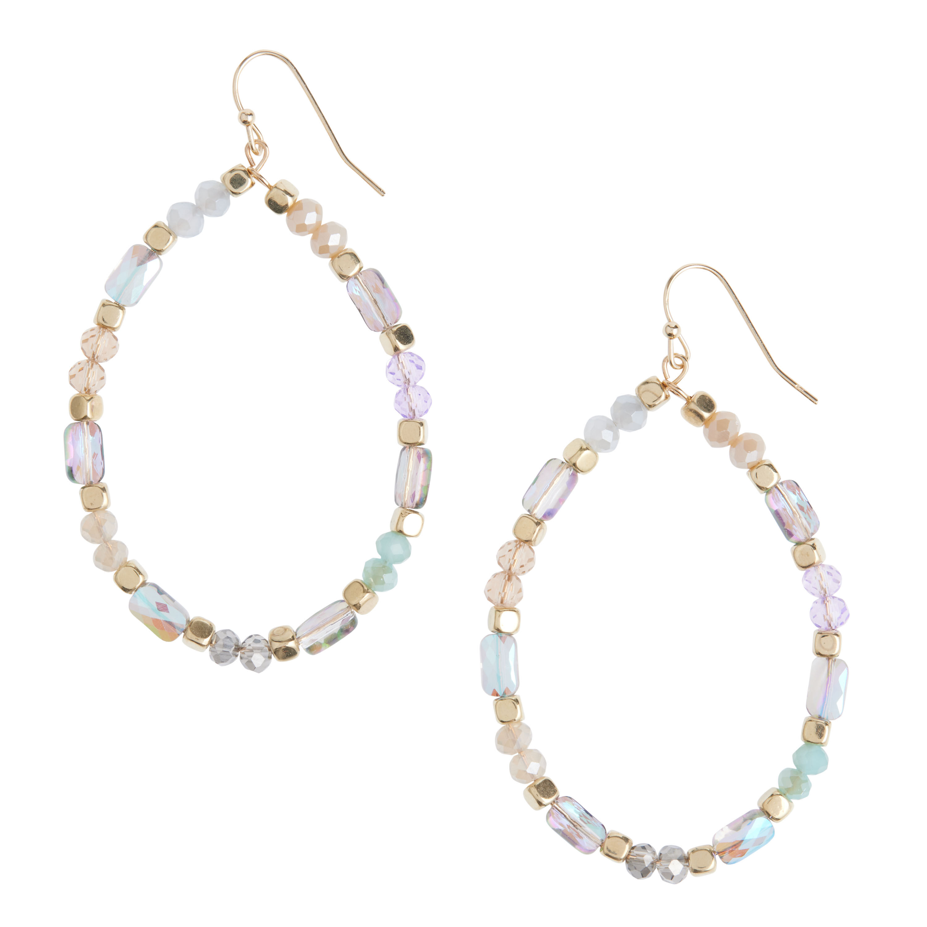 Blue And Purple Mermaid Beaded Teardrop Earrings image number 0