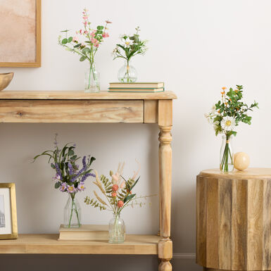 Faux Floral Arrangement with Glass Vase Collection Faux Floral Arrangement with Glass Vase Collection