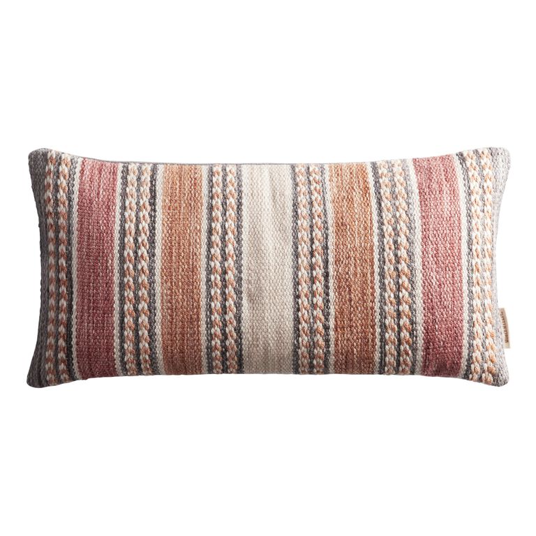 Striped Spice Indoor Outdoor Lumbar Pillow - World Market