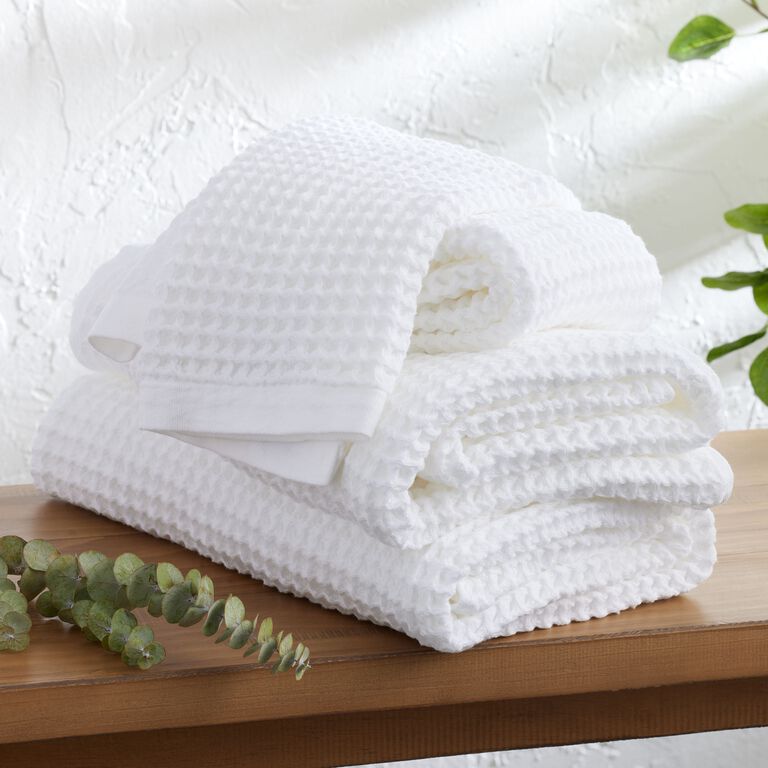 White Waffle Weave Cotton Hand Towel by World Market