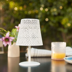 Punched Metal Shade Solar LED Table Lamp