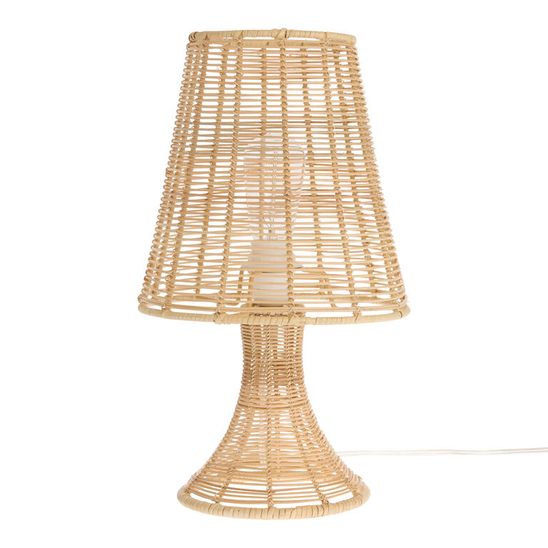 Natural Rattan Tapered Open Weave Table Lamp image number 1