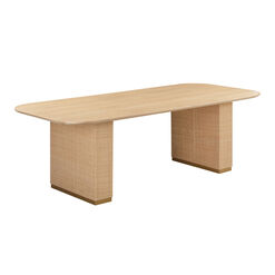 Burgh Extra Long Natural Ash Wood and Rattan Dining Table