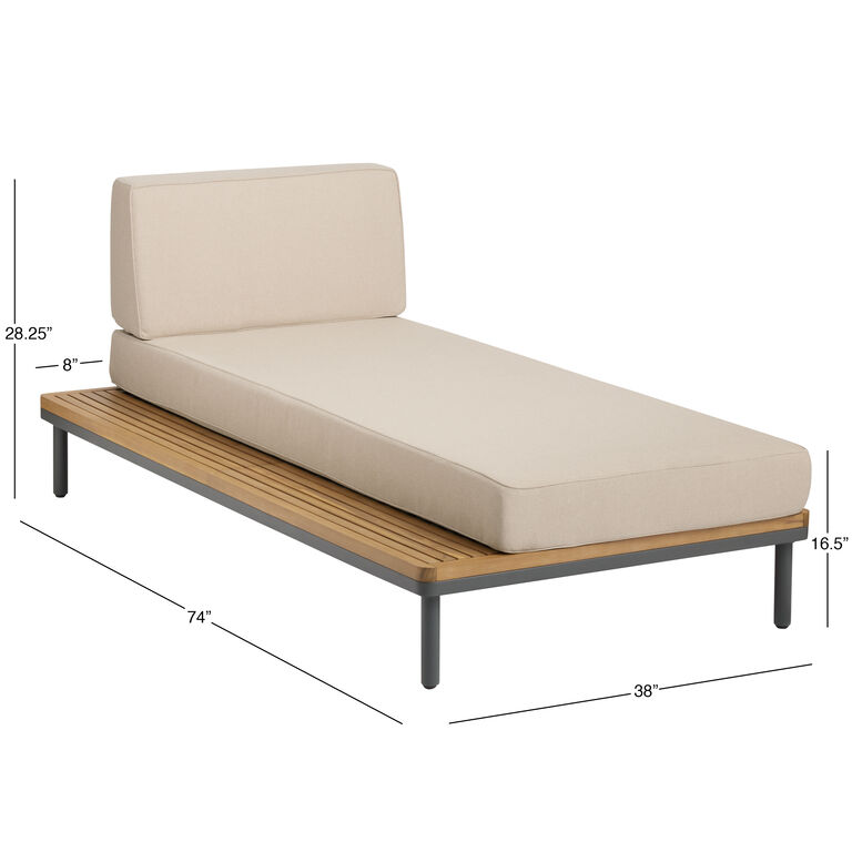 Andorra Reversible Modular Outdoor Chaise Lounge with Table image number 8