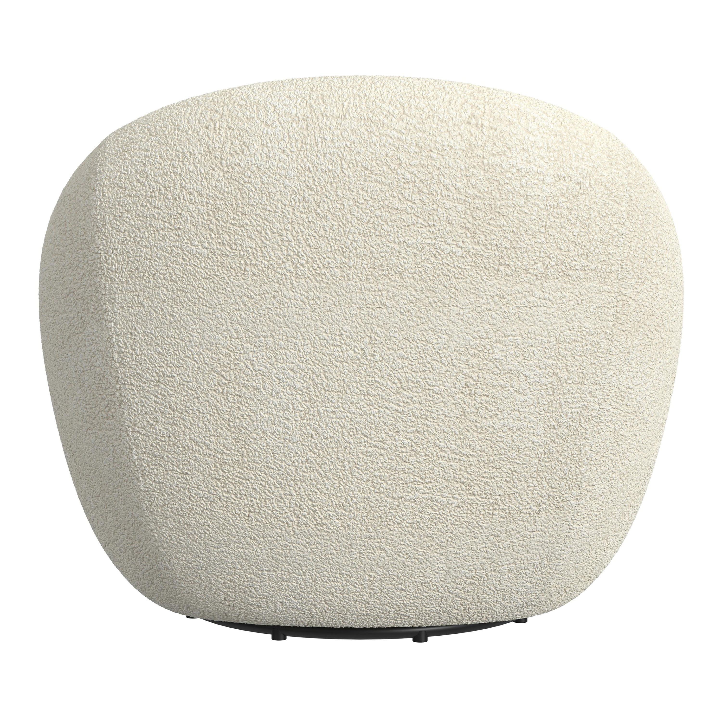 Haven White Faux Sherpa Curved Upholstered Swivel Chair World Market