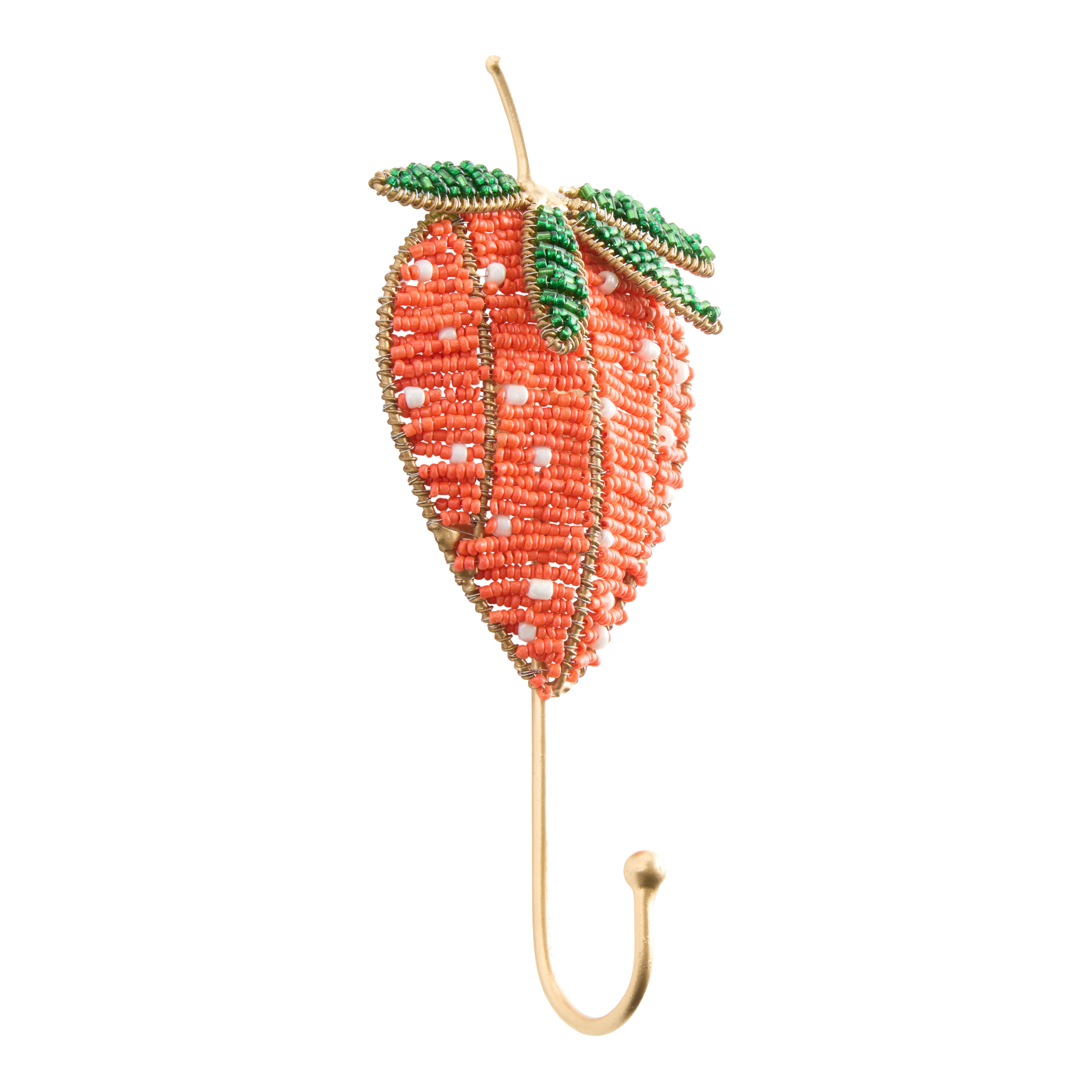 Coral Beaded Strawberry Wall Hook image number 1