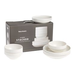 Stacked Ceramic 12 Piece Dinnerware Set