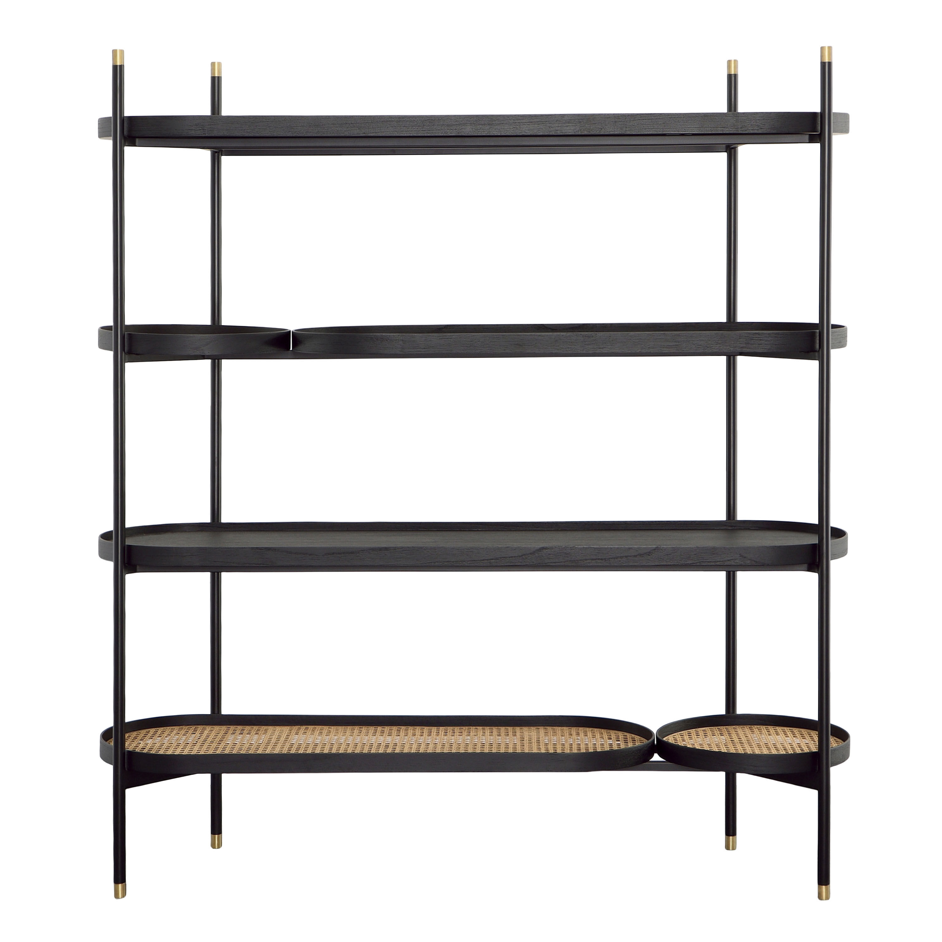 Bulmer Black Wood And Rattan Multi Surface Bookshelf World Market