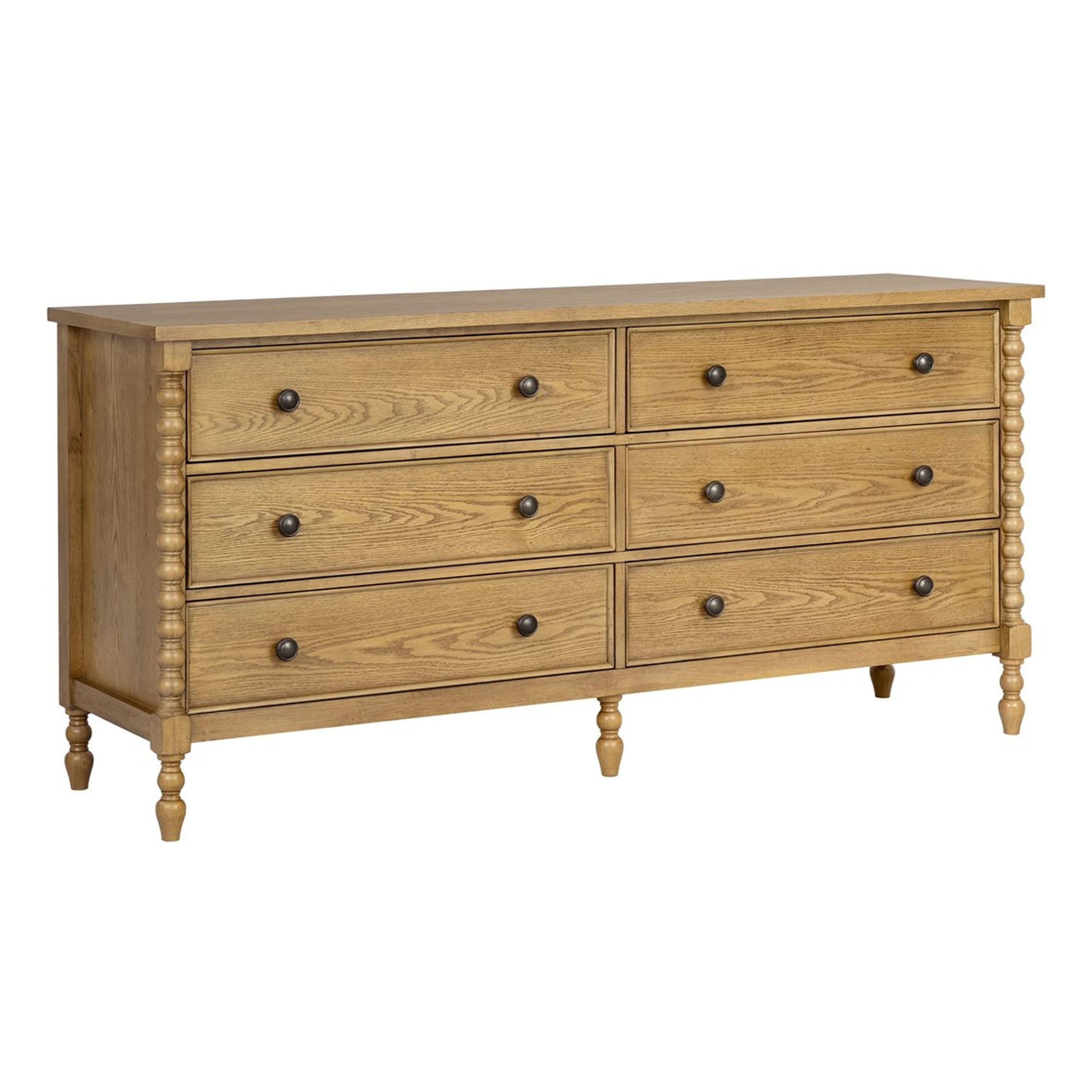 Large Wood Turned Bobbin Leg 6 Drawer Dresser