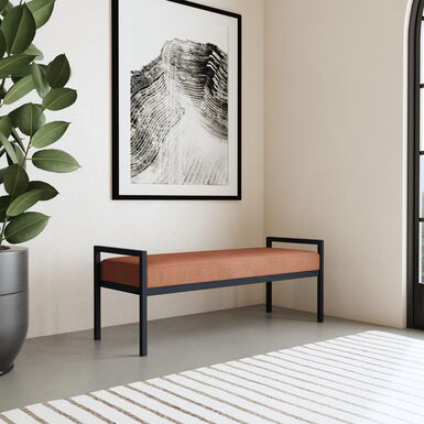 Eugene Black Metal Modern Industrial Upholstered Bench Eugene Black Metal Modern Industrial Upholstered Bench