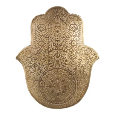 Small Antique Brass Etched Hamsa Wall Decor Small Antique Brass Etched Hamsa Wall Decor