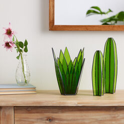 Green Stained Glass Succulent Plant Decor Collection