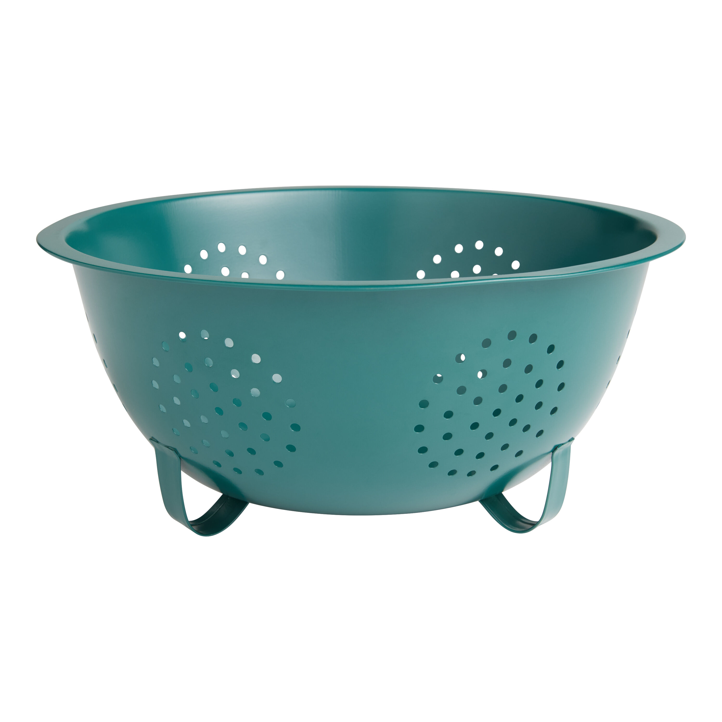 Large Dark Green Stainless Steel Geo Pattern Colander image number 0