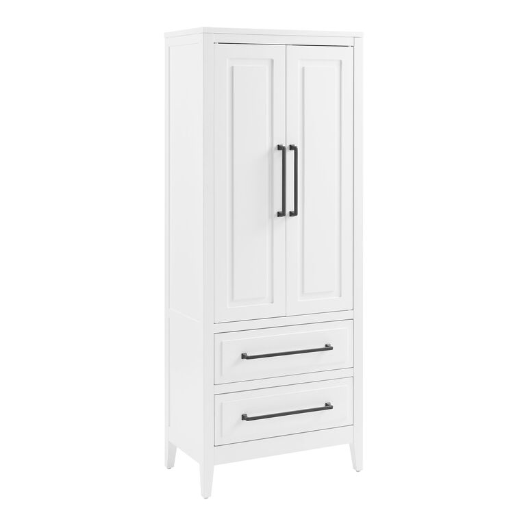 Tall Freestanding Wooden Storage Vanity, Kitchen Pantry, and Bathroom Cabinet  Organizer, with 2 Open shelves, A drawer and 2 Door Cabinet, White -  Quickway Imports Inc