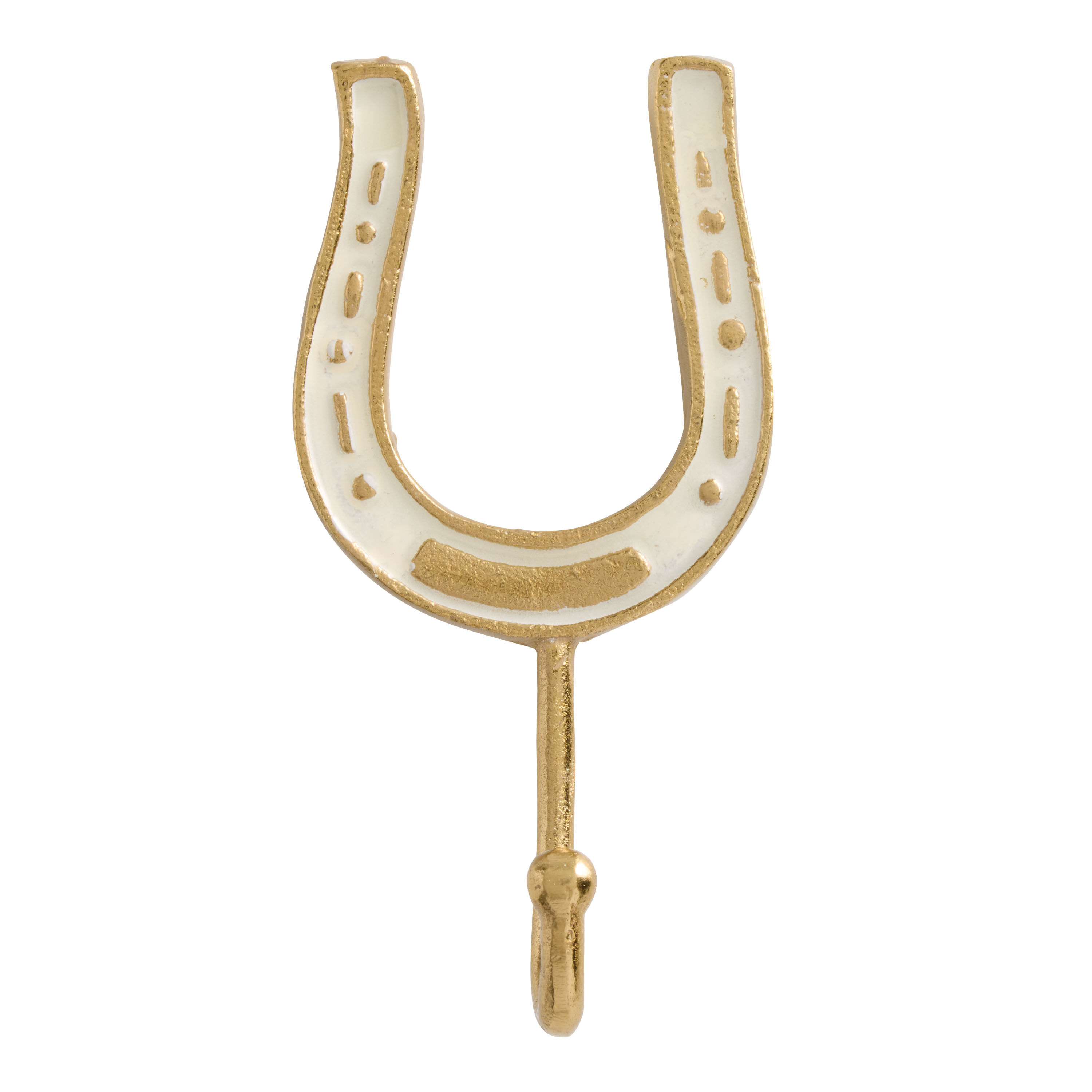 Ivory Enamel and Metal Horseshoe Wall Hook image number 0