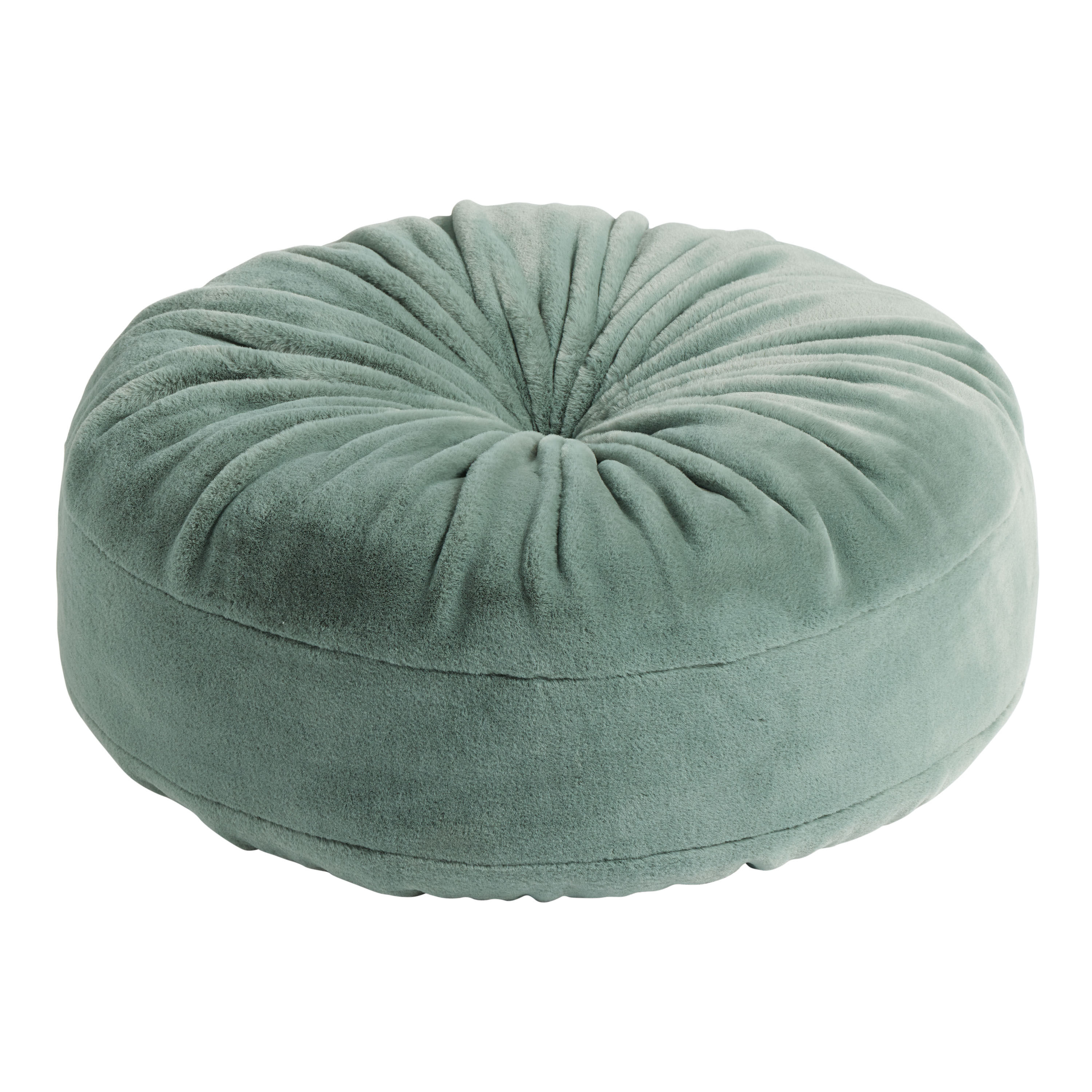 Round Fuzzy Plush Button Tufted Floor Cushion image number 0