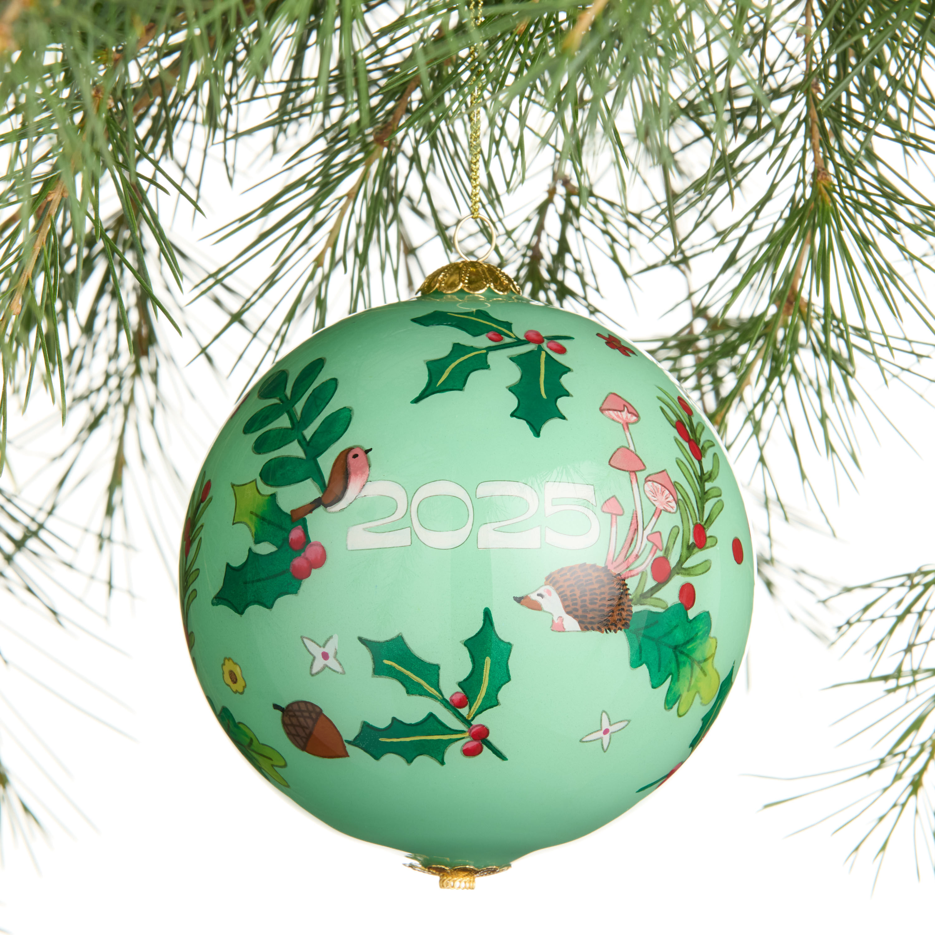 Li Bien Green Woodland Gnome 2025 Glass Ball Ornament