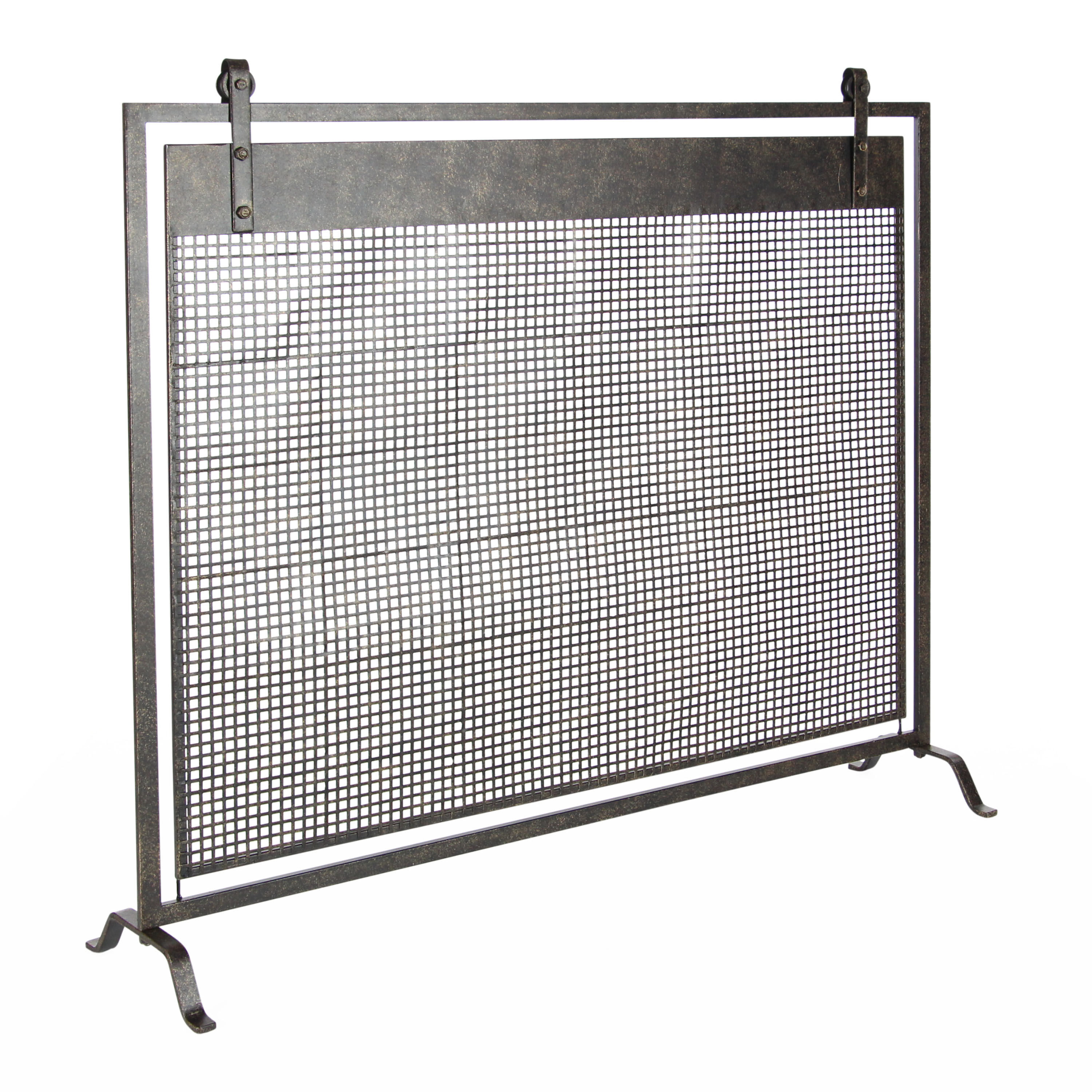 Metal Mesh Grid Single Panel Fireplace Screen image number 0