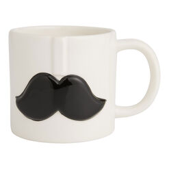 White And Black Mustache Ceramic Mug