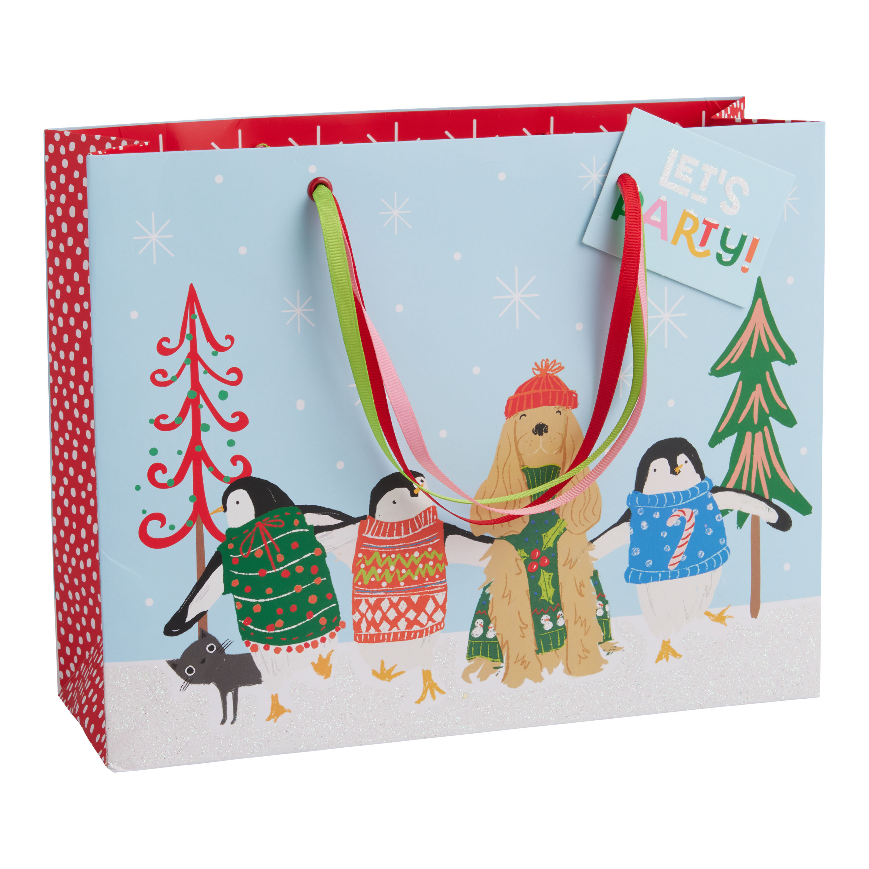 Medium White Snow Day Holiday Gift Bag image number 0