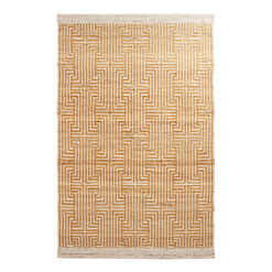 Leila Gold and Ivory Diamond Geo Recycled Indoor Outdoor Rug