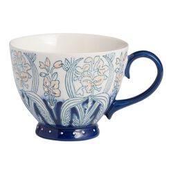 Blue And Blush Floral Hand Painted Ceramic Mug