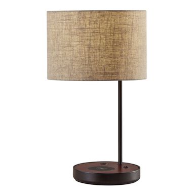Bourne Black And Walnut Table Lamp With USB And Charging Pad Bourne Black And Walnut Table Lamp With USB And Charging Pad