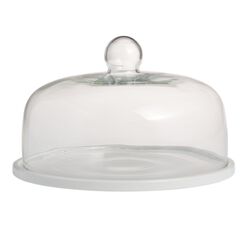 Coupe White Porcelain Cake Plate With Cloche