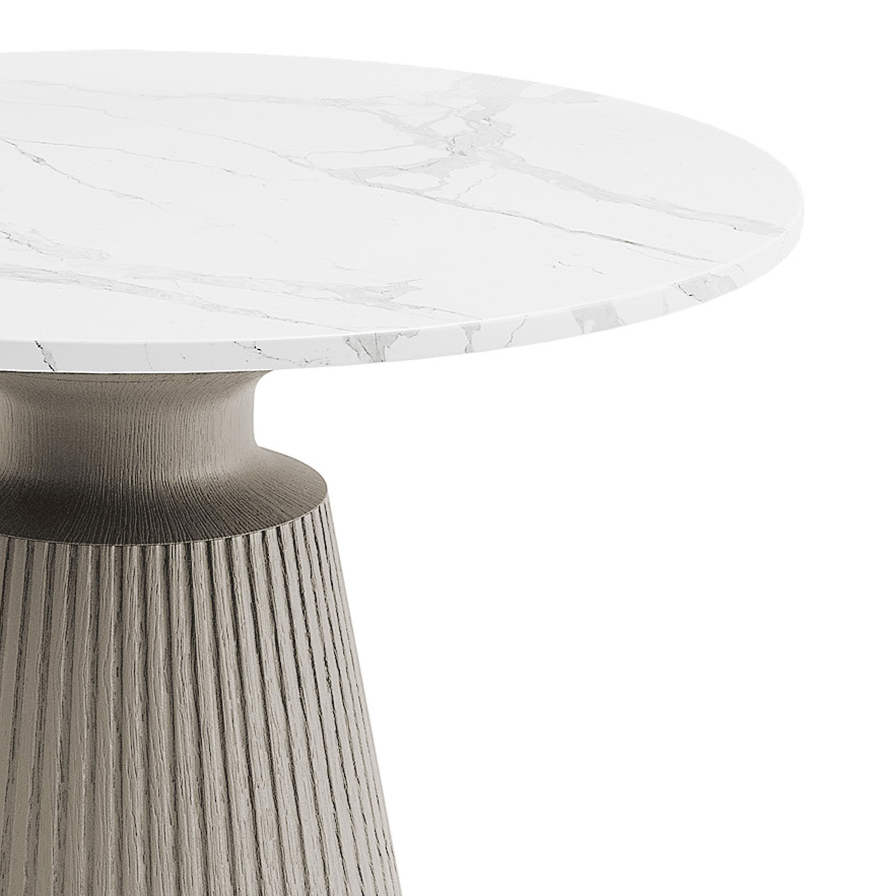 Landry Round White Faux Marble Fluted Outdoor Side Table image number 2